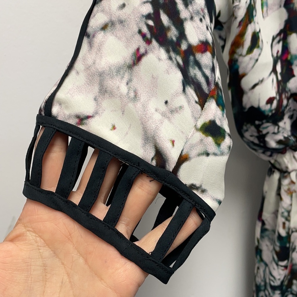 Rebecca Minkoff silk marble print open back cocktail dress - Picture 4 of 5